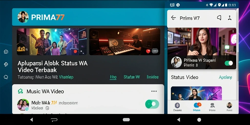 Tampilan antarmuka PRIMA77 yang menarik untuk Status WA Video.
