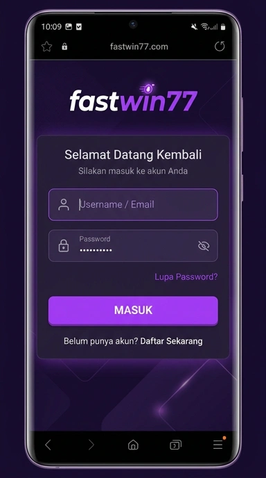 Tampilan halaman login fastwin77