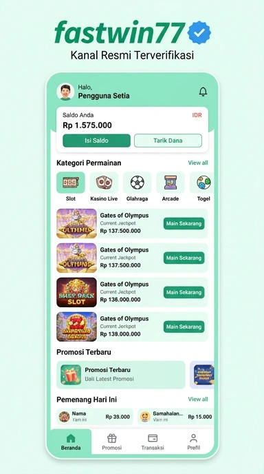 Tampilan kanal resmi fastwin77